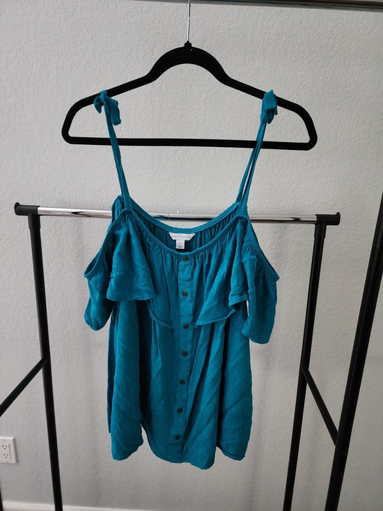 The NEW Boutique Tops - Off-Shoulder Tie-Strap Women's Top in Teal